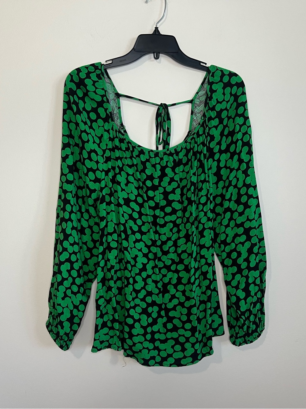 Green Dot Tie-Back Women's Blouse